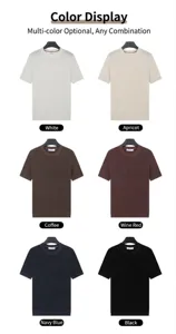 Vue détaillée montrant six couleurs de t-shirts en tricot de soie glacée pour hommes