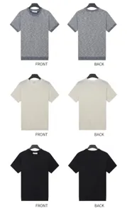 Front and back views of men's ice silk cooling crew neck t-shirts in three colors