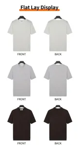 Viste anteriori e posteriori di t-shirt in maglia a trecce da uomo in tre colori