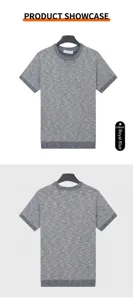 Men's ice silk cool round neck short sleeve knitted T-shirt in royal blue color