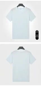 Front and back detail of a light green men's ice silk short-sleeved crew neck T-shirt