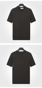 Viste dettagliate fronte e retro di una maglietta da uomo in maglia grigio scuro