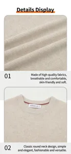 Gros plan sur la texture en maille beige et le col rond du pull à manches courtes pour homme