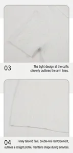 Detailed view of white cable-knit polo shirt showing ribbed sleeve cuff and reinforced hemline