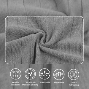 Nahaufnahme von grauem geripptem Eisseidengewebe für atmungsaktive Herren-Poloshirts