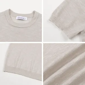 Men's cooling ice silk knit t-shirt with classic round neck detail shots
