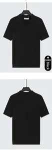 Detailed front and back views of a black ice silk cooling knitted Polo shirt for men