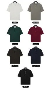 Classic men's short sleeve ice silk knit polo shirts in seven versatile color options