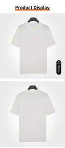 Detailed front and back view of a premium white short-sleeved ice silk knit Polo shirt