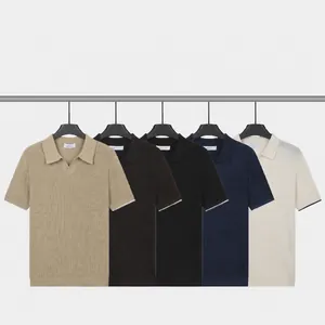 Men's ice silk knit Polo shirt in multiple colors for summer business casual wear