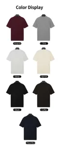 Detailed color options of men's ice silk ribbed knit shirts with half-high collar