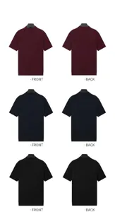 Multi-color men's ribbed knit short sleeve t-shirts with mock neck and cooling fabric.