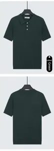 Detaillierte Vorder- und Rückansicht des dunkelgrünen Herren-Strickpoloshirts