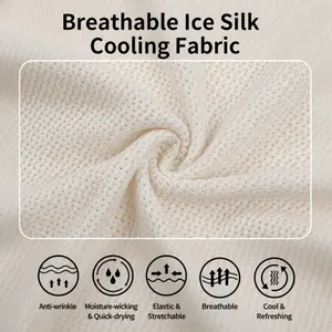 Close-up of breathable ice silk knit mesh fabric for men's hollow V-neck polo shirt