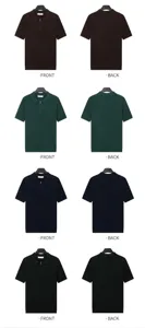Multi-color men's knit polo shirts shown in front and back views on white background
