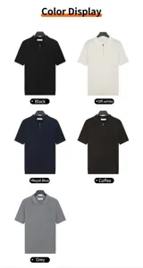 Color options for men's cooling ice silk knit polo shirt with zipper closure in five shades