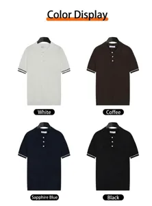 Verschillende kleuren voor herengebreide poloshirts van ademende en fijne stof