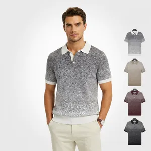 Men Ice Silk Cooling Polo Shirt Breathable Knit Short Sleeve Top Gradient Dot Pattern Fashion Urban Casual Polo Shirt
