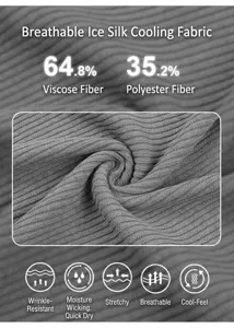 Detailed macro view of the breathable ice silk cooling fabric on men's grey T-shirt