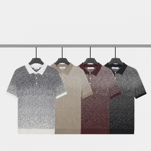 Men's ice silk cooling gradient Polo shirts in multiple colors, breathable summer knit.