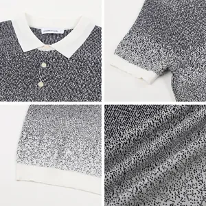 Men's breathable ice silk knit polo shirt with a stylish collar and elastic cuffs.