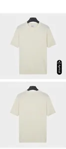 Front and back view of men's apricot ice silk knit T-shirt with round neck