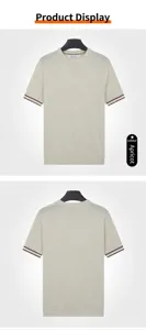 Front and back detail of a premium apricot men's knitted short-sleeve round neck t-shirt