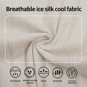 Detail of breathable ice silk fabric for men's vertical striped knitted polo shirt texture