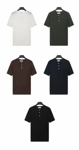 Collectie van heren Henley gebreide T-shirts met korte mouwen in diverse kleuren
