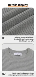 Close-up showing the breathable ice silk knit fabric texture and classic round neckline detail