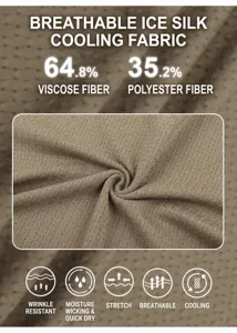 Close-up of breathable khaki ice silk knit fabric with moisture-wicking texture