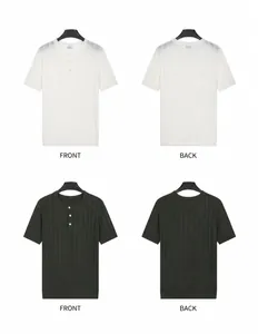Volledige voor- en achteraanzichten van heren Henley-T-shirts met korte mouwen van ijszijde
