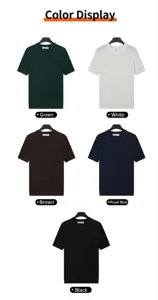 Detail view of men's ice silk ribbed knit T-shirts in multiple classic colors
