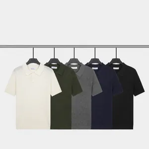 Premium men's vintage knit short sleeve polo shirts in multiple solid colors collection