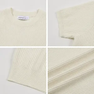 Detailed view of white men's cooling ice silk knit T-shirt with classic round neck design