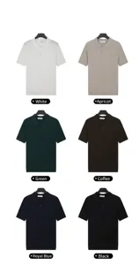 Detailed view of breathable ice silk knit Polo shirts in six elegant assorted colors