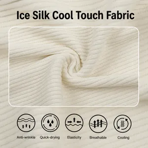 Breathable ice silk knit fabric with ribbed texture for men's cooling T-shirt