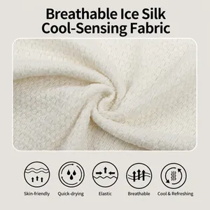 Close-up of breathable white ice silk knit fabric for men's vintage polo shirt