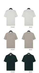 Front and back views of men's knitted cooling ice silk polo shirts in three colors