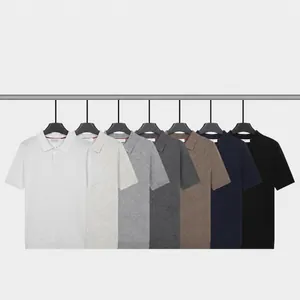 Men's ice silk knit short sleeve polo shirts in multiple colors for business and casual wear