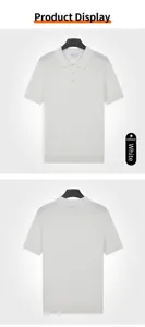 Front and back views of a white men's short-sleeved ice silk knit polo shirt