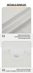 Detailed view of the premium white ribbed knit fabric and classic crew neck on a t-shirt
