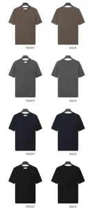 Men's knit Henley short sleeve T-shirt in four colors with front and back view details
