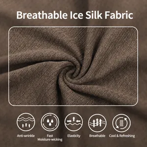Premium dark brown ice silk knitted fabric detail for men's breathable Polo shirt