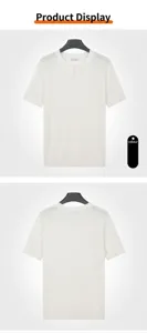 Front and back view of a white men's knit Henley T-shirt with breathable texture.