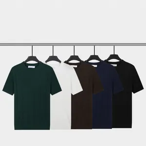 Multi-color ice silk ribbed crew neck short sleeve knit T-shirts for men
