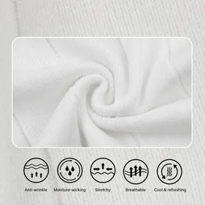Macro view of breathable white ice silk ribbed fabric featuring cooling properties.