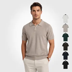 Men Summer Ice Silk Cooling Knit Polo Shirt Breathable Short Sleeve Business Casual Polo Top For Men Solid Color Soft Shirt