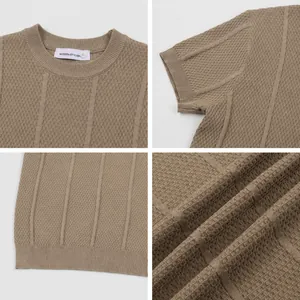 Classic men's old money style ice silk knit t-shirt showcasing refined craftsmanship details