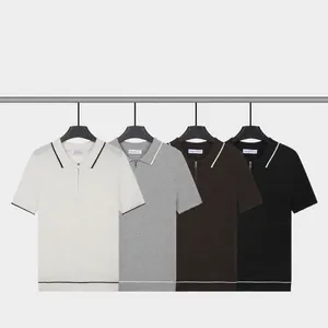 Polo da uomo in seta di ghiaccio con colletto a zip disponibili in quattro colori versatili